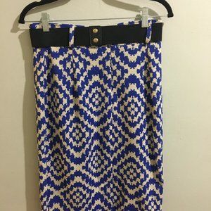 Blue & White Belted Ikat Skirt - Item#24